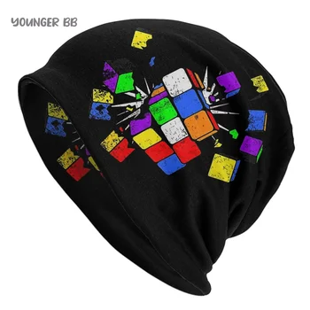 Matemātika Cube Vīriešiem Sieviešu Beanie Cepurēm Awesome Eksplodēja Cube Atrisināt Krāsains Adīta Cepure Earmuff Sunīti Iela Skullies Beanies