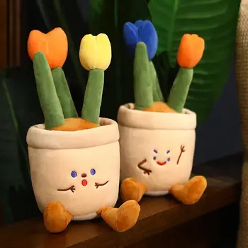Augstas Imitētu Pildījumu Lelle Gaisa Attīrīšanas Smaidu Vārda Tulip Flower Pot Plīša Rotaļlietas Bērnu