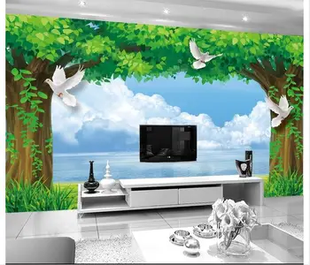 Pielāgot 3d tapetes-3d sienu gleznojumi Hd meža formā TV iestatījumu sienas skaistumu sienas tapetes istabā