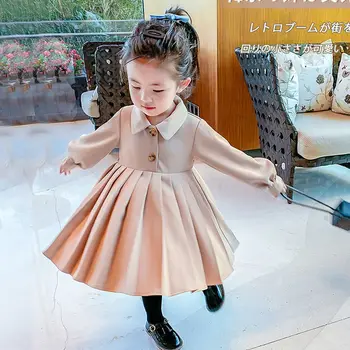 Baby Meitenes Kleita Drēbes 2021. Gada Rudenī ar garām Piedurknēm Princese Kleita Meitenēm Ziemassvētki Bērnu Ikdienas Kleita 2 3 4 5 6 7 8Y