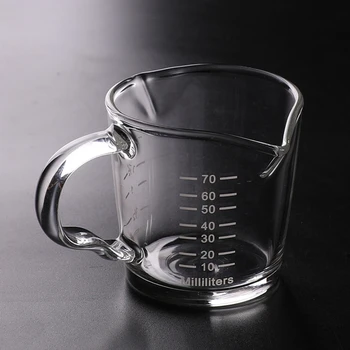 Karstumizturīga Stikla Espresso Mērīšanas Kauss Dubultā Mutes Glāzi Piena Krūze Ar Rokturi Stikla Mēroga Pasākums, Krūzes, Virtuves Piederumi