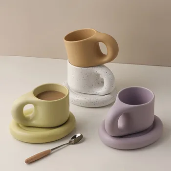 Keramikas Kafijas Tases Espresso kafijas Krūzes Drinkware Oriģināla Krūze Tējas Biroja Teacup Lielu Šķīvītis Kopumu, Radošas Dāvanas Pāris Draugiem